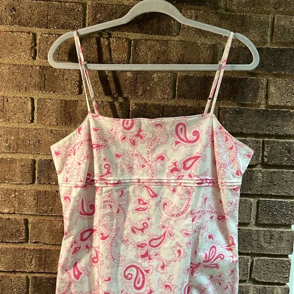 Pink Paisley Spaghetti Strap Paisley Print Dress Size 12 Cotton Spandex Blend